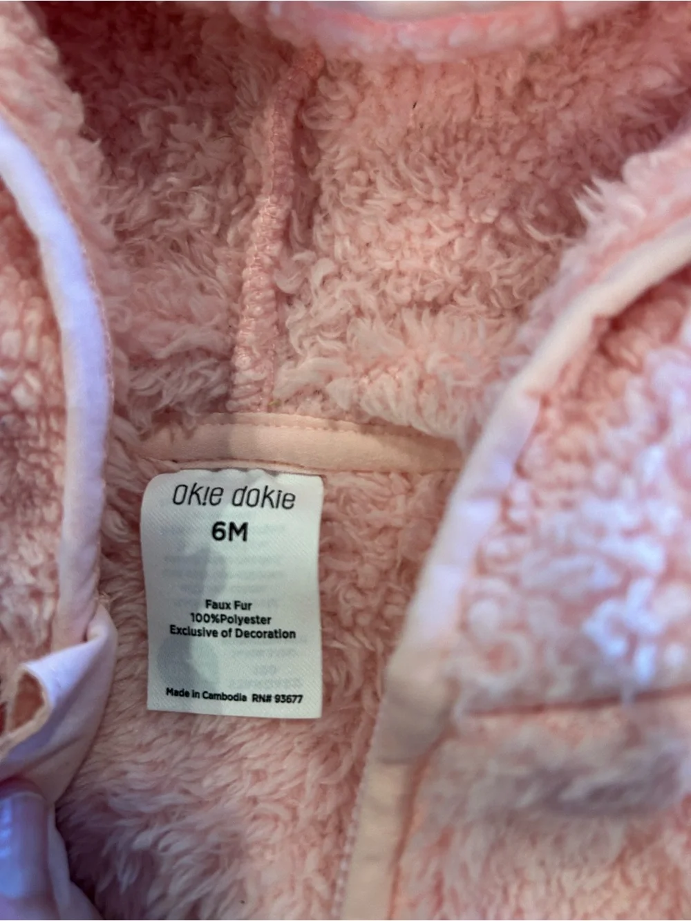 okie dokie Pink Plush Faux Fur Baby One-Piece